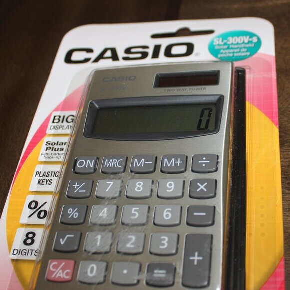 3/$55❤️sealed CASIO SL-300Ve-S Calculator Big Display Solar With Metal Cover NOS - Picture 3 of 6